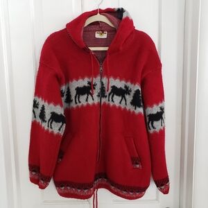 Earth Ragz Unisex Sweater Hoodie LG Full Zip Handmade Outdoor Woodsy Lodge Moose